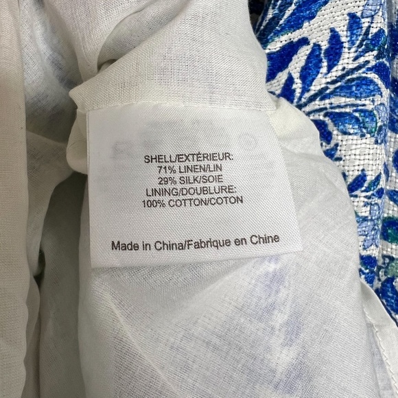 Tory Burch Skirt Kyra Linen and Silk Blend Skirt Blue Floral - Picture 6 of 8